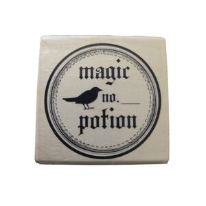 Magic Potion Stamp Rubber Stamp 2x2 Scrapbook Craft Stamp Wood Block Bird Raven